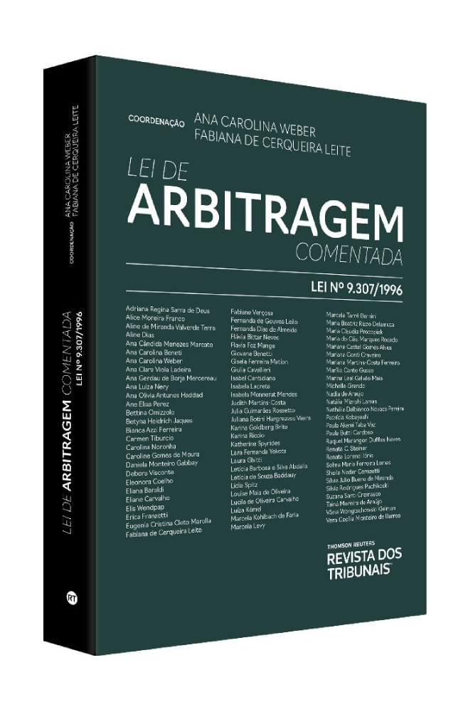 Capa do livro “Lei de Arbitragem Comentada - Lei nº 9.307/1996”, com fundo verde escuro, título e nomes das autoras.