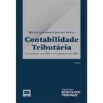 Livro com fundo azul escrito “Contabilidade Tributária - 2ª Edição”. Quadrado branco com o título do livro e nome do autor Mateus Alexandre Costa dos Santos.