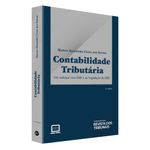 Livro com fundo azul escrito “Contabilidade Tributária - 2ª Edição”. Quadrado branco com o título do livro e nome do autor Mateus Alexandre Costa dos Santos.